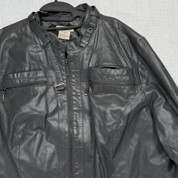 Vintage Jessica London Leather Jacket Black Long Zip Front Plus Size 22 - Picture 5 of 13